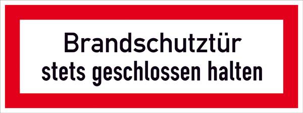 SafetyMarking 21.2546 Hinweisschild Brandschutztür stets geschlossen halten Folie selbstklebend (B x H) 297mm x 105mm 1St.