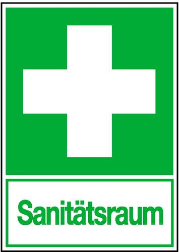 Image of SafetyMarking 38.0073 Hinweisschild Erste Hilfe Sanitätsraum Folie selbstklebend (B x H) 200mm x 30
