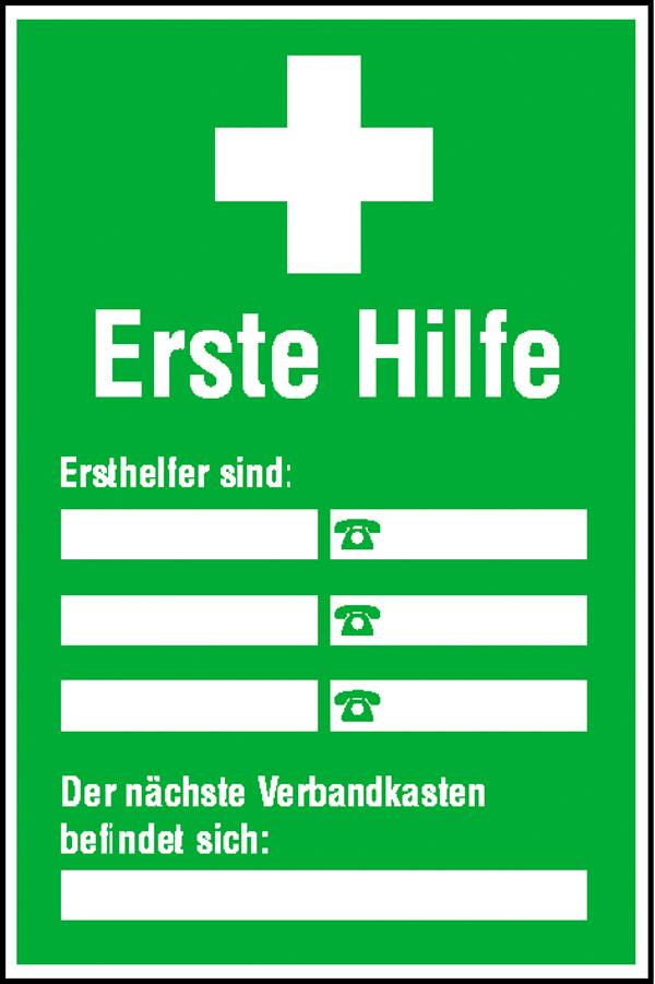 SafetyMarking 21.0092 Aushang Erste Hilfe Ersthelfer Verzeichnis Folie selbstklebend (B x H) 200mm x 300mm 1St.