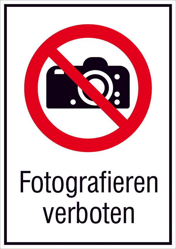 Verbotsschild Fotografieren verboten Folie selbstklebend (B x H) 131mm x 185mm ISO 7010 1St.