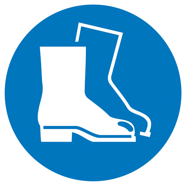 Gebotsschild Fußschutz benutzen Folie selbstklebend (Ø) 100mm ISO 7010 1St.