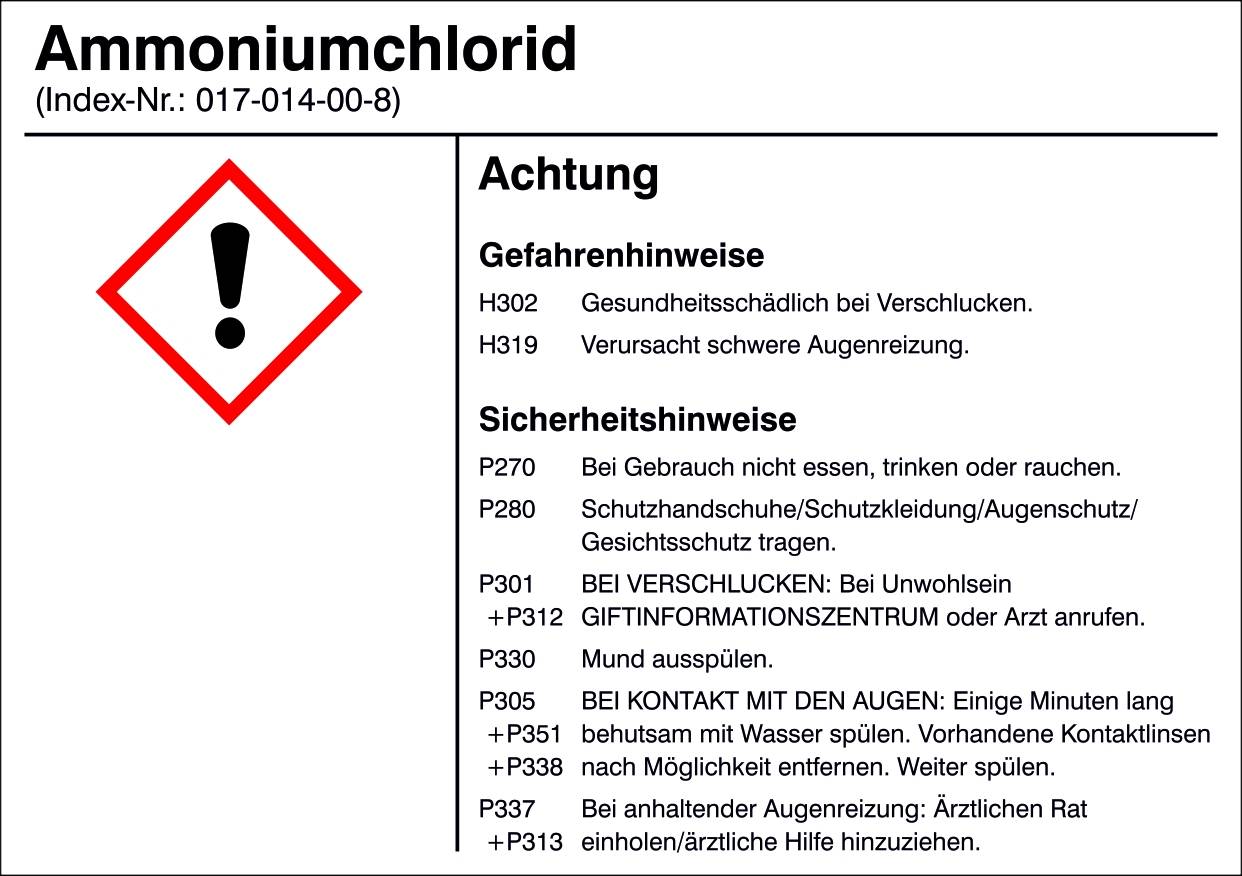 SafetyMarking 21.B1200.03 Gefahrstoffetikett G003 Ammoniumchlorid Folie selbstklebend (B x H) 105mm x 74mm 1St.
