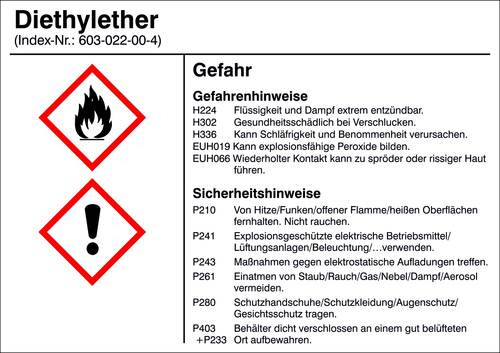 SafetyMarking 21.B1200.07 Gefahrstoffetikett G007 Diethylether Folie selbstklebend (B x H) 105mm x 74mm 1St.