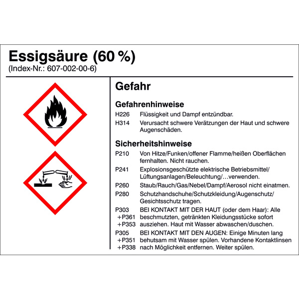 SafetyMarking 21.B1200.08 Gefahrstoffetikett G008 Essigsäure Folie selbstklebend (B x H) 105mm x 74mm 1St.