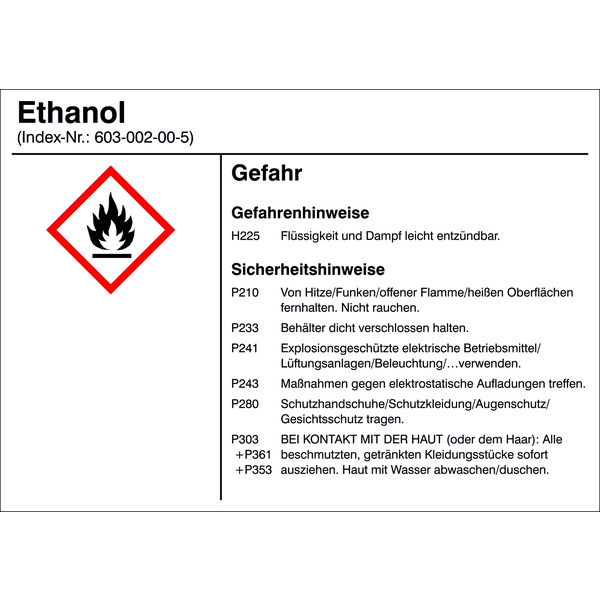 SafetyMarking 21.B1200.09 Gefahrstoffetikett G009 Ethanol Folie selbstklebend (B x H) 105mm x 74mm 1St.