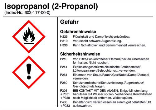SafetyMarking 21.B1200.11 Gefahrstoffetikett G011 Isopropanol (2-Propanol) Folie selbstklebend