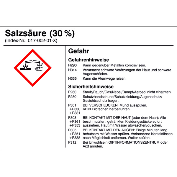 SafetyMarking 21.B1200.18 Gefahrstoffetikett G018 Salzsäure (30%) Folie selbstklebend (B x H) 105mm x 74mm 1St.