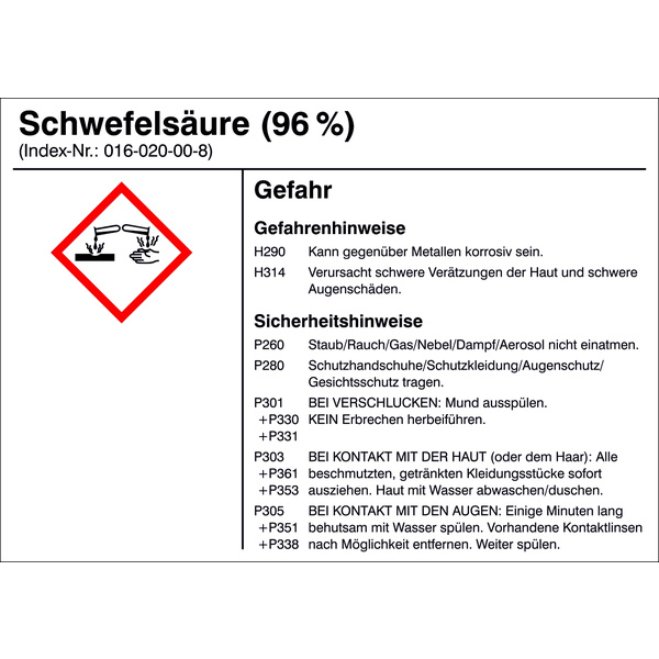 SafetyMarking 21.B1200.19 Gefahrstoffetikett G019 Schwefelsäure (96%) Folie selbstklebend (B x H) 105mm x 74mm 1St.