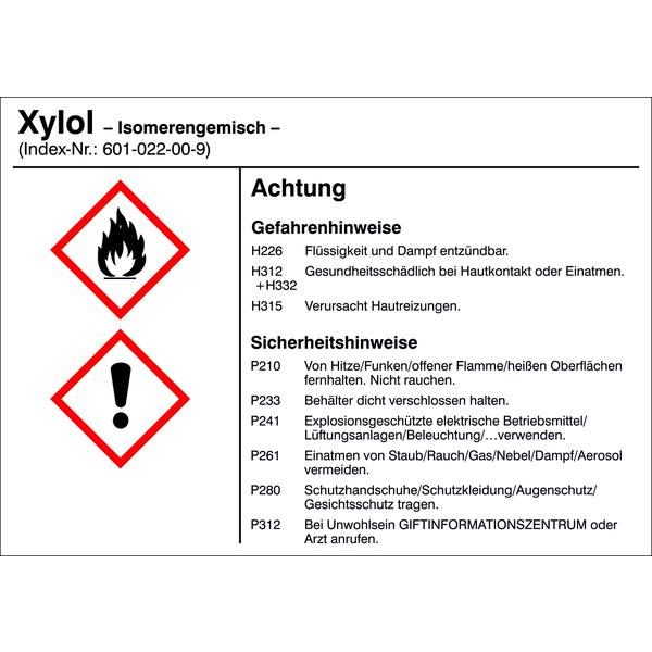 SafetyMarking 21.B1200.22 Gefahrstoffetikett G022 Xylol, Isomerengemisch Folie selbstklebend (B x H) 105mm x 74mm 1St.