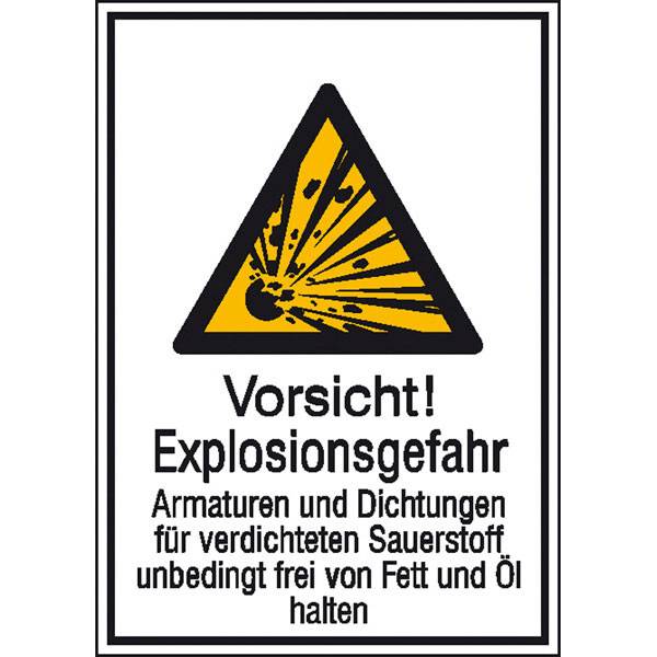 Warn-Kombischild Vorsicht! Explosionsgefahr Folie selbstklebend (B x H) 131mm x 185mm ISO 7010 1St.