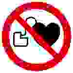 Verbotsschild Kein Zutritt für Personen mit Herzschrittmachern oder implantierten Defibrillatoren Folie selbstklebend (Ø) 315mm