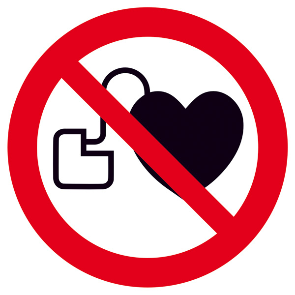Verbotsschild Kein Zutritt für Personen mit Herzschrittmachern oder implantierten Defibrillatoren Folie selbstklebend (Ø) 400mm