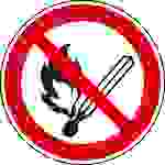 Verbotsschild Keine offene Flamme, Feuer, offene Zündquelle und Rauchen verboten Folie selbstklebend (Ø) 315mm ISO 7010 1St.