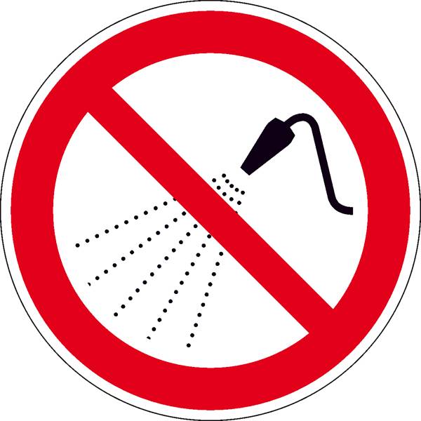 Verbotsschild Mit Wasser spritzen verboten Folie selbstklebend (Ø) 200mm 1St.