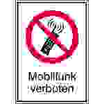 Verbotsschild Mobilfunk verboten Folie selbstklebend (B x H) 131mm x 185mm ISO 7010 1St.