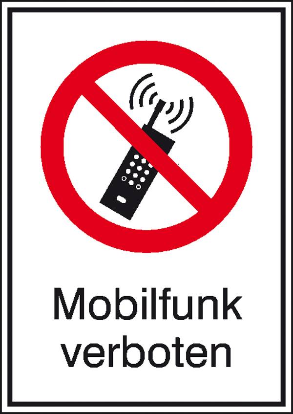 Verbotsschild Mobilfunk verboten Folie selbstklebend (B x H) 131mm x 185mm ISO 7010 1St.