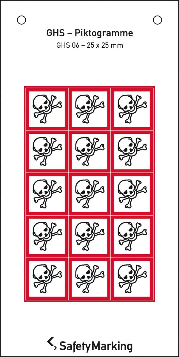 SafetyMarking 30.B1032 GHS-Gefahrenpiktogramm 06 Totenkopf Folie selbstklebend (B x H) 25mm x 25mm 15St.