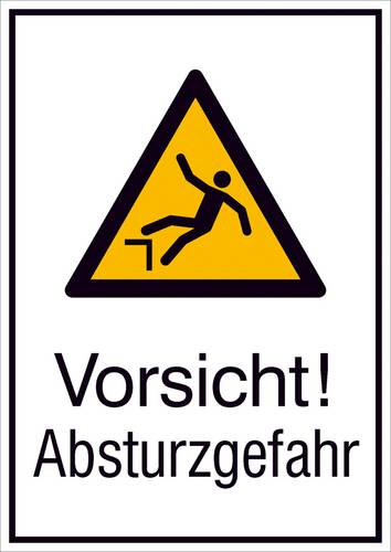 Warn-Kombischild Vorsicht! Absturzgefahr Aluminium (B x H) 52mm x 26mm ISO 7010 1St.