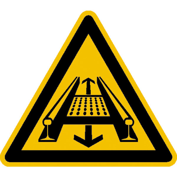 Warnschild Gefahren durch eine Förderanlage im Gleis Aluminium 200mm 1St.