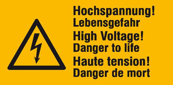 Warn-Kombischild Achtung Folie selbstklebend (B x H) 65mm x 32mm ISO 7010 6St.