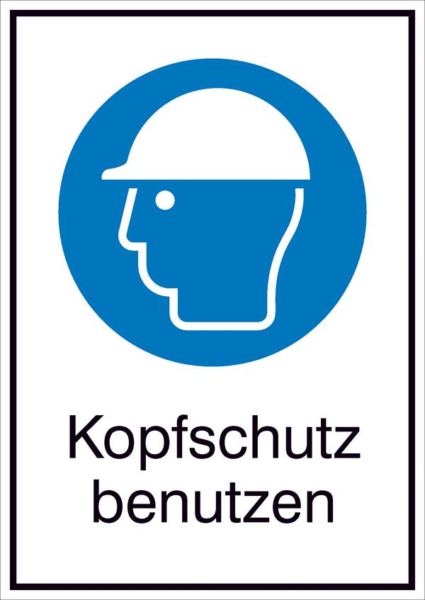 Gebotsschild Kopfschutz benutzen Folie selbstklebend (B x H) 131mm x 185mm ISO 7010 1St.