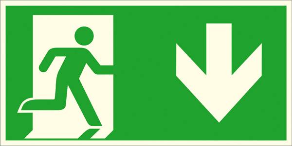 SafetyMarking Fluchtwegschild Folie Notausgang rechts, abwärts 38.A1057 (B x H) 400mm x 200mm ISO 7010 1St.