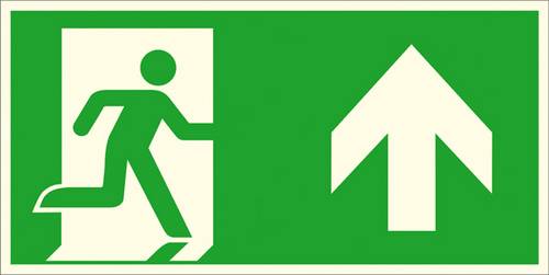SafetyMarking Fluchtwegschild Folie Notausgang rechts, aufwärts, geradeaus 38.A1050 (B x H) 300 mm