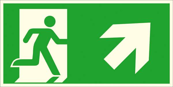SafetyMarking Fluchtwegschild Folie Notausgang rechts, schräg aufwärts 38.A1070 (B x H) 300mm x 150mm ISO 7010 1St.