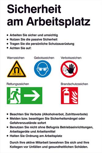 SafetyMarking 43.A9511 Aushang Sicherheitskennzeichnung Sicherheit am Arbeitsplatz Kunststoff (B x H) 480mm x 720mm 1St.