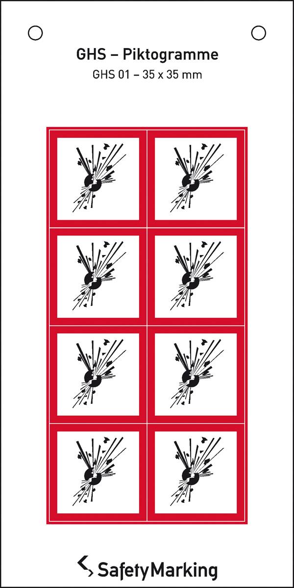 SafetyMarking 30.B1011 GHS-Gefahrenpiktogramm 01 explodierende Bombe Folie selbstklebend (B x H) 35mm x 35mm 8St.