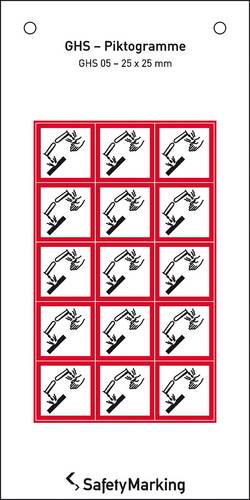 SafetyMarking 30.B1026 GHS-Gefahrenpiktogramm 05 Ätzwirkung Folie selbstklebend (B x H) 25 mm x 25