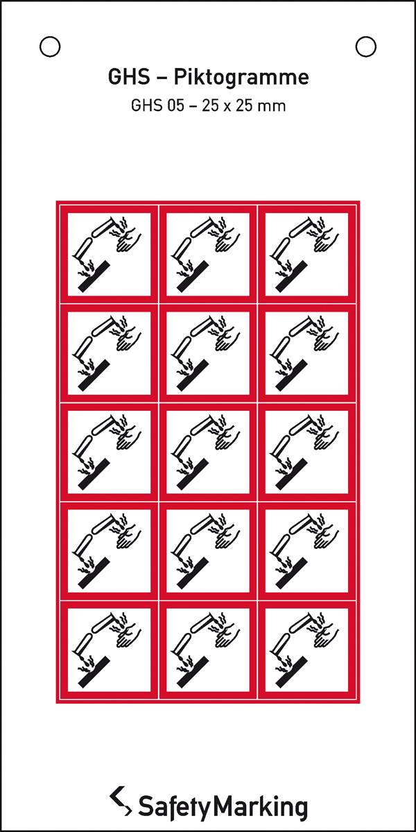 SafetyMarking 30.B1026 GHS-Gefahrenpiktogramm 05 Ätzwirkung Folie selbstklebend (B x H) 25 mm x 25