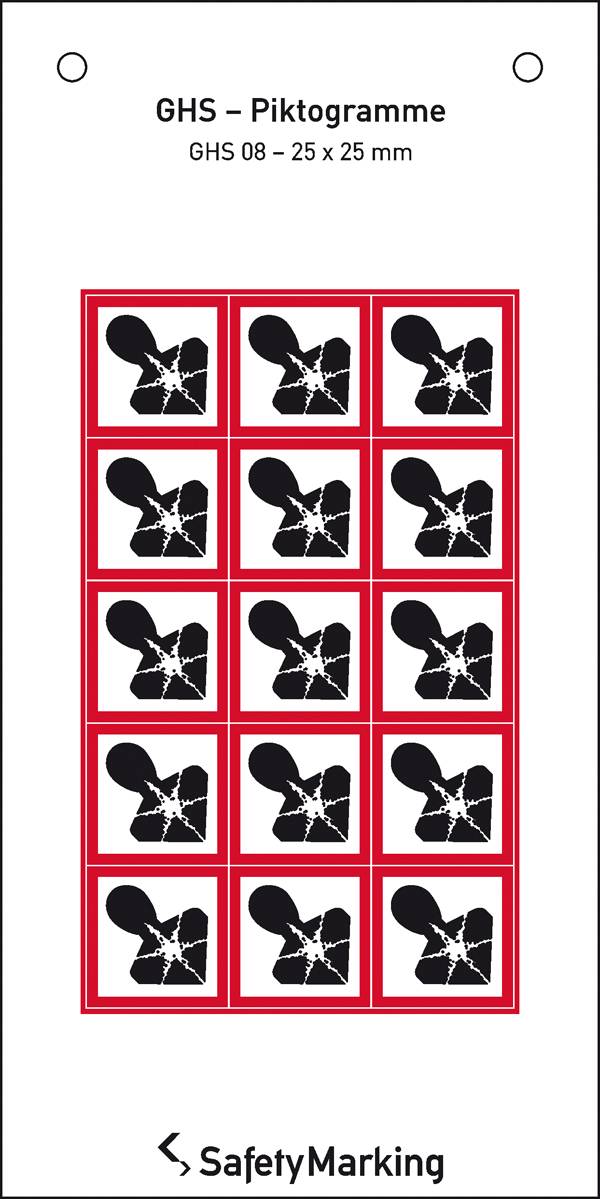 SafetyMarking 30.B1040 GHS-Gefahrenpiktogramm 08 Gesundheitsgefahr Folie selbstklebend (B x H) 25mm x 25mm 15St.