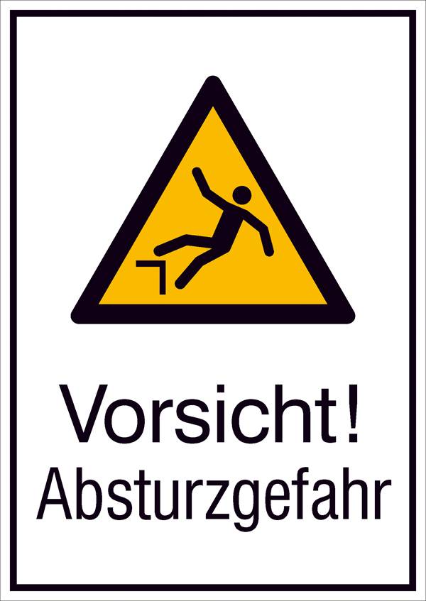 Warn-Kombischild Vorsicht! Absturzgefahr Folie selbstklebend (B x H) 131mm x 185mm ISO 7010 1St.