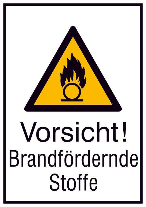 Warn-Kombischild Vorsicht! Brandfördernde Stoffe Folie selbstklebend (B x H) 131mm x 185mm ISO 7010 1St.