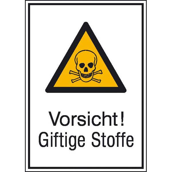 Warn-Kombischild Vorsicht! Giftige Stoffe Folie selbstklebend (B x H) 131mm x 185mm ISO 7010 1St.