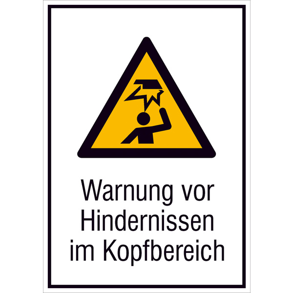Warn-Kombischild Hindernisse im Kopfbereich Kunststoff (B x H) 210mm x 297mm ISO 7010 1St.