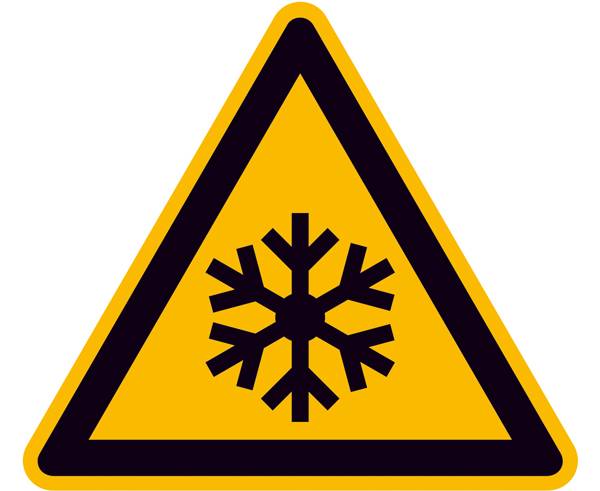 Warnschild Niedrige Temperatur/Frost Folie selbstklebend 100mm ISO 7010 1St.