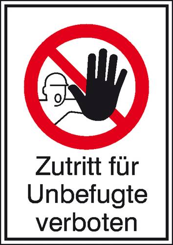 Image of Verbotsschild Zutritt für Unbefugte verboten, Hygiene und Abstand Aluminium (B x H) 520mm x 742mm D