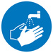 Gebotsschild Hände waschen, Hygiene und Abstand Folie selbstklebend (Ø) 50 mm ISO 7010 6 St.