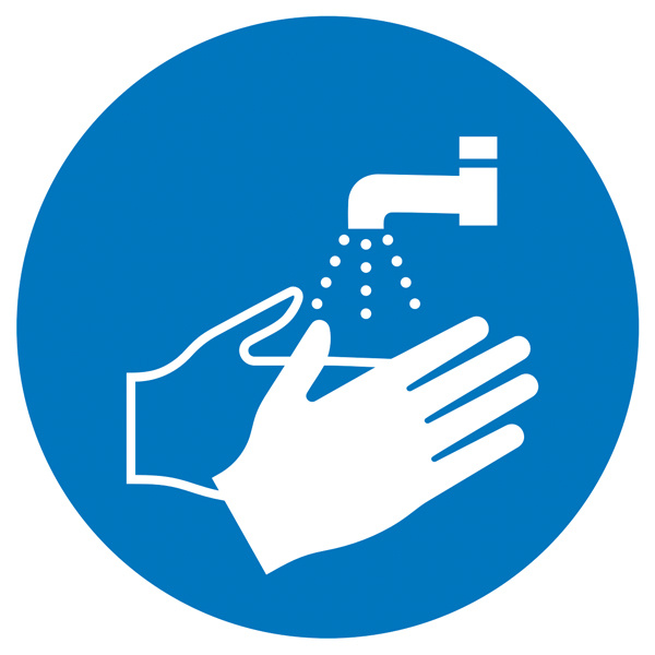 Panneau d'obligation Lavage des mains obligatoire, Hygiène & distance Film autocollant (Ø) 50 mm ISO 7010 6 pc(s)