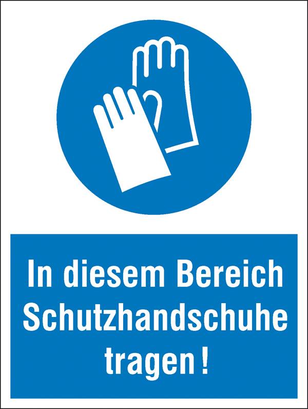 Gebotsschild Schutzhandschuhe benutzen, Hygiene und Abstand Kunststoff (B x H) 300mm x 400mm ISO 7010 1St.