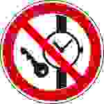 Verbotsschild Mitführen von Metallteilen oder Uhren verboten Folie selbstklebend (Ø) 100mm ISO 7010