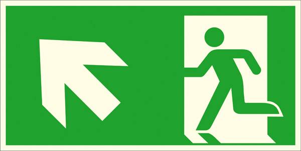SafetyMarking Fluchtwegschild Aluminium Notausgang links, schräg aufwärts 15.A1030 (B x H) 300mm x 150mm ISO 7010 1St.