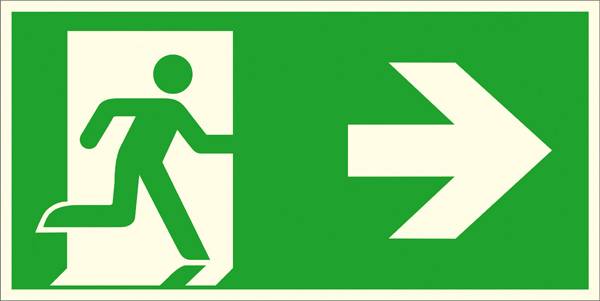 SafetyMarking Fluchtwegschild Folie Notausgang rechts 38.A1062 (B x H) 400mm x 200mm ISO 7010 1St.