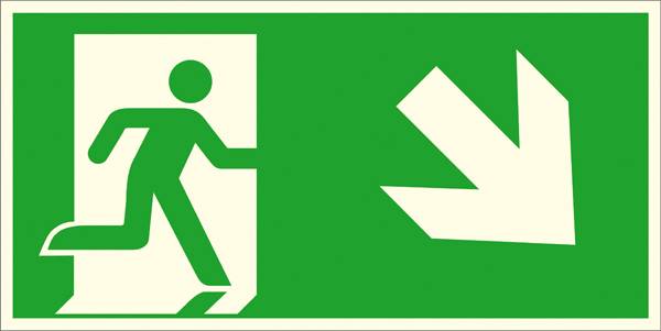 SafetyMarking Fluchtwegschild Folie Notausgang rechts, schräg abwärts 38.A1067 (B x H) 400mm x 200mm ISO 7010 1St.