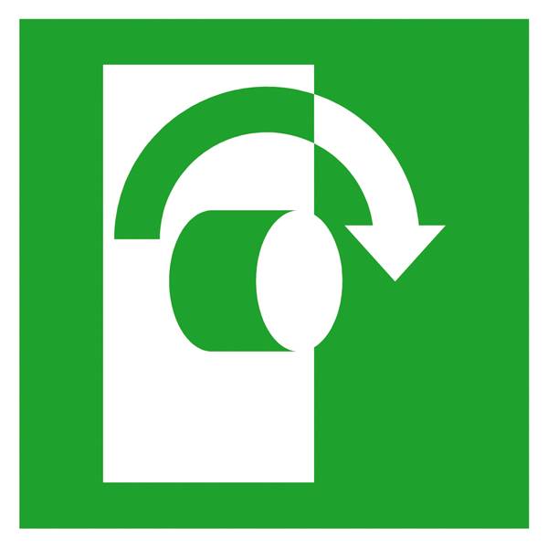 SafetyMarking Fluchtwegschild Folie Öffnung durch Rechtsdrehung 38.A2055 (B x H) 100mm x 100mm ISO 7010 1St.