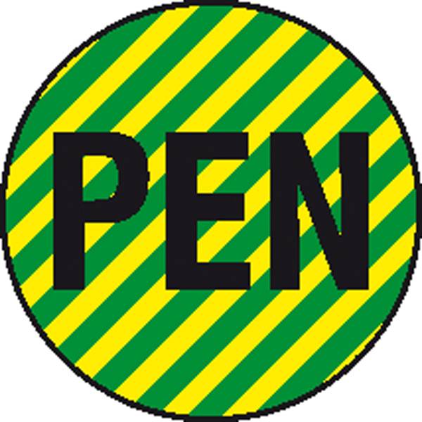 SafetyMarking 30.1550 Etiketten PEN (Neutralleiter mit Schutzfunktion) Folie selbstklebend (Ø) 16mm 16mm EN 60454 28St.