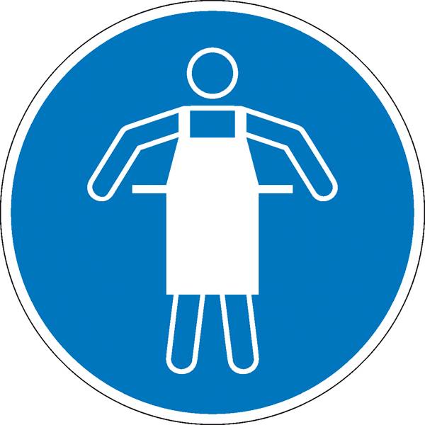 Gebotsschild Schutzschürze benutzen Folie selbstklebend (Ø) 200mm ISO 7010 1St.