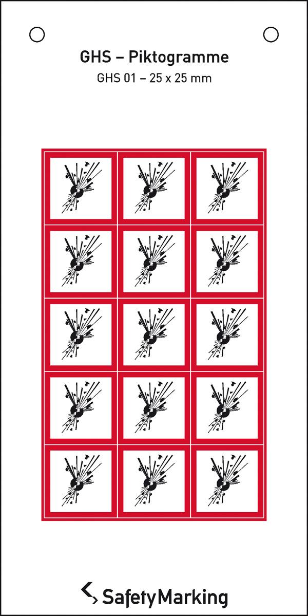 SafetyMarking 30.B1010 GHS-Gefahrenpiktogramm 01 explodierende Bombe Folie selbstklebend (B x H) 25mm x 25mm 15St.